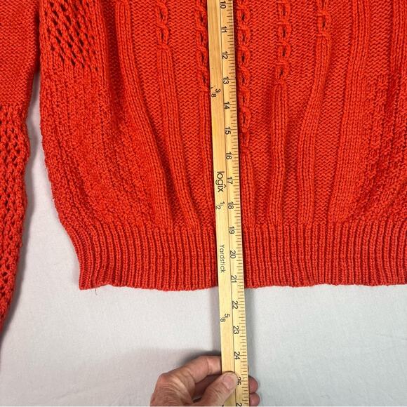 Anthropologie Guinevere Purl Wise Sweater Women Medium Wool Pumpkin Spice Orange - Picture 11 of 13